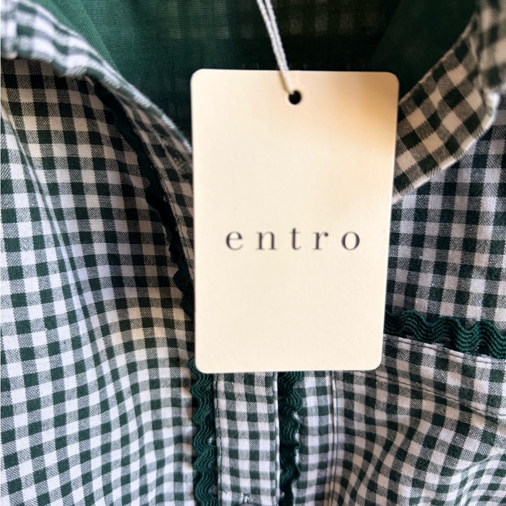 Entro Commander Forest Check Mini Dress. Size S NWT .Lined. Button front. - Picture 8 of 11